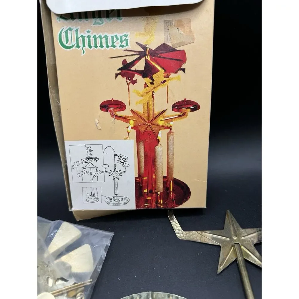 Vintage Christmas 'Angel Chimes' candle holder set Brass Swedish Tradition S1L